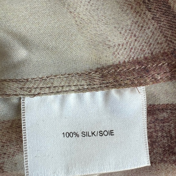 NWT Haute Hippie 100% Silk Plaid Western Snap Blouse - Brown/Cream - Picture 8 of 8